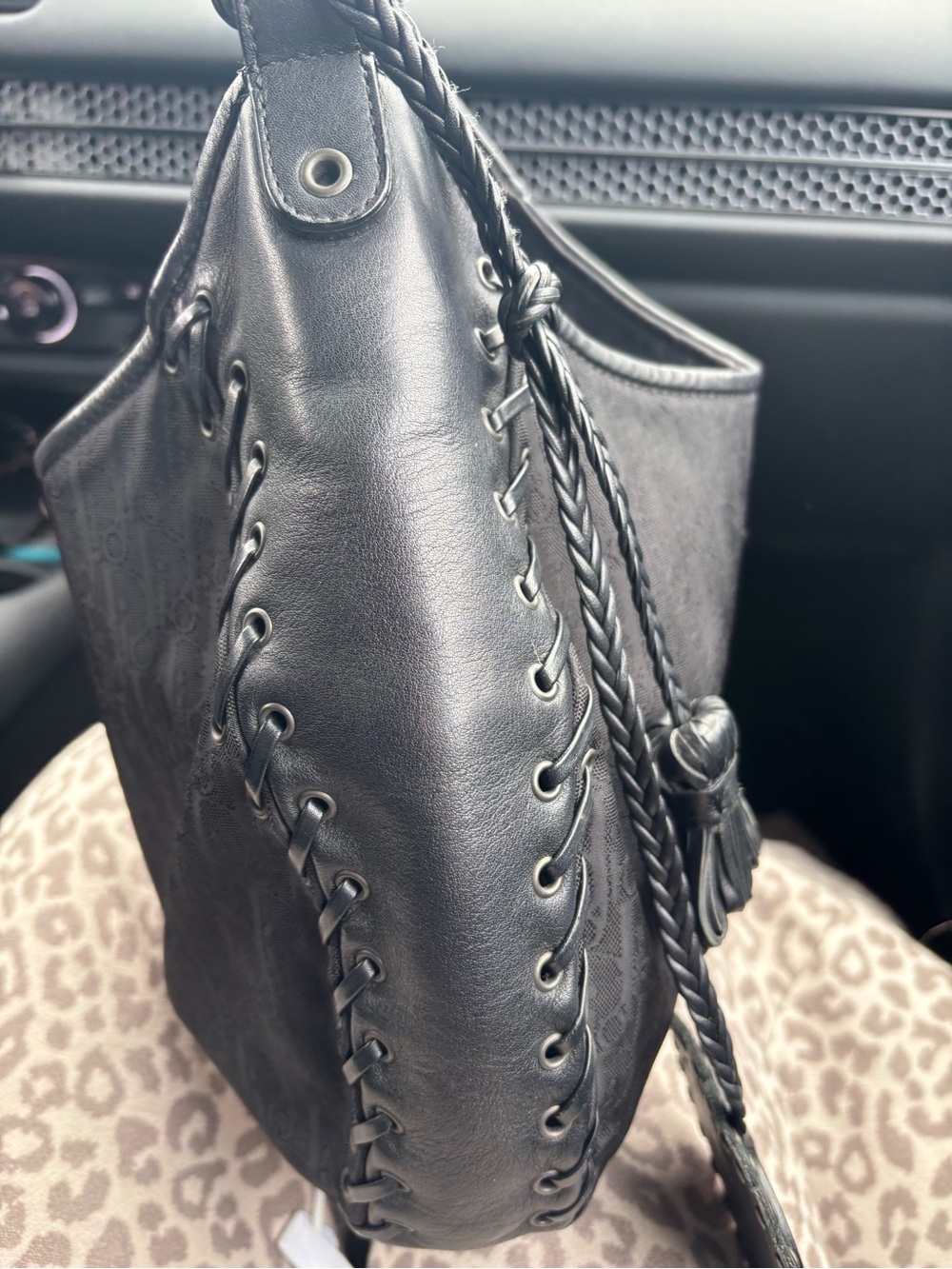 Dior nylon and leather black hobo bag - Picture 3 of 6